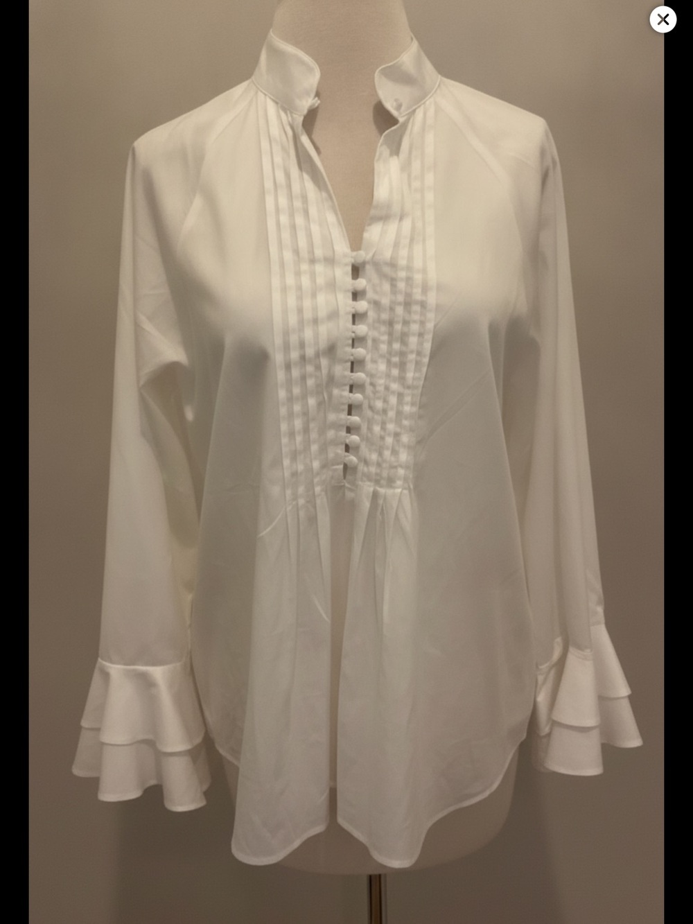 Harshman Los Angeles White Ruffled Sleeve  Blouse Size L